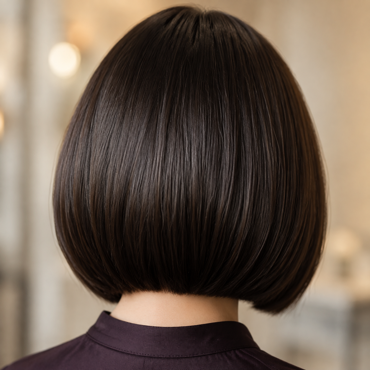 Inspiración de corte bob recto en cabello castaño